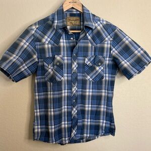 Wrangler Blue Plaid Men's Shirt size small